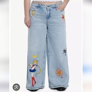 Hot Topic Pretty Guardian Sailor Moon Wide Leg Plus Size Jeans Size 18